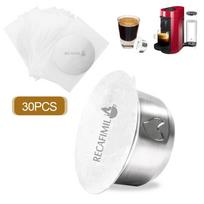 Nerūdijančio plieno daugkartinio naudojimo užpildomos kavos kapsulės, suderinamos su „nespresso vertuo“ kavos puodelio filtru su 30 vnt aliuminio folija sidabras