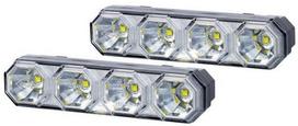 Dienos šviesos diodas LED, 6/6W, stačiakampis, 12/24V, baltos spalvos, 120,5x31,7x32 mm, 4 LED, Kramp