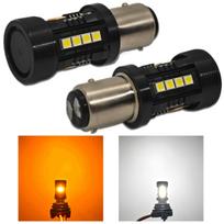 2 vnt P21/5W LED lemputė 1157 12V be klaidų, dvi spalvos Off-Road