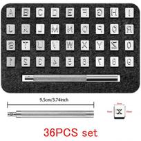 3mm/6mm nerūdijančio plieno abėcėlės numerio antspaudų perforavimo įrankių rinkinys Leathercraft skylių štampavimo įrankių rinkinys 36vnt. 6mm 36pcs