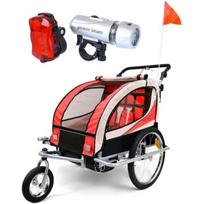 Vaikiška dviračio priekaba - Buggy - 2 vietų - Amortizatorius - Raudona - 40 kg maks. raudona