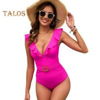 Moterims Bangų Bikini Seksualus Viengubas Maudymosi Kostiumas Gilus V-Kaklas Slim Fit Aukšto Kirpimo Maudymosi Kostiumas Moterims Paplūdimio Baseino Banglenčių S karšta rožinė spalva