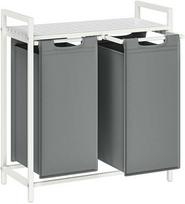 Songmics Vasagle Skalbinių krepšys 2 x 46 l su lentyna 73 x 33 x 72 cm