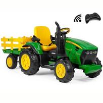 Vaikiškas traktoriukas su pultu PEG PEREGO JOHN DEERE RC GROUND FORCE 12V su priekaba