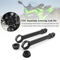 Motociklo nuleidimo jungčių rinkinys, tinkantis Kawasaki Ninja 400/Z400/250/Z250 2013-2023, viršutinės ir apatinės jungtys, juodos, reguliuojami priedai