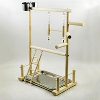 Parrot Playstand Saugi aplinkai draugiška dvisluoksnė medinių paukščių žaidimų aikštelė, skirta Cockatiel