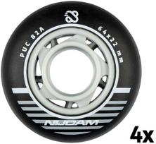 Ratukai riedučiams Nijdam 64x22 mm, 85A , 4 vnt., juodi