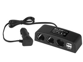 Automobilinio žiebtuvėlio skirstytuvas 1x kištukas 3x lizdas + 2xUSB CS-43
