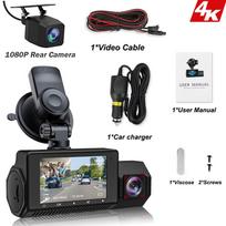 2025 4K vaizdo registratorius su GPS, WiFi, UHD 3840*2160P, automobilinis DVR, skirtas automobilių stebėjimo kameroms, naktinio matymo vaizdo įrašymo įrenginiai, vaizdo registratorius, 24 valandų parkavimo stebėjimas 3 DVR+WiFi+GPS
