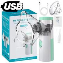Mini nešiojamas drėkintuvas USB medicininis tylus tinklelio purkštuvas rankinis astmos inhaliatorius atomizatorius vaikams suaugusiųjų sveikatos priežiūrai žalia