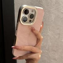 Snow Mountain Velvet Phone Case for Apple iPhone - Silicone Metal Buttons Full Protection Anti-drop Cover on iPhone 16/15/14/13/12/Pro/Pro Max/Plus iPhone16 rožinė