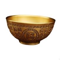 Brass Feng Shui Bowl Decorative Offering Collections Sculpture Fu Blessing Decoration Tabletop Fu Blessing Bowl