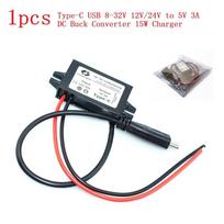 C tipo USB išmanusis įkroviklis 12V 24V žeminantis 5V 3A15W galios modulio keitiklis
