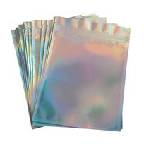 100x Laikymo maišeliai su skylute pakabinimui Aliuminio folija Mylar Užtrauktukas Ilgalaikis tarnavimas Holografinė vaivorykštės spalva Patogus nešiotis maišelis
