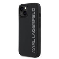 Karl Lagerfeld 3D Rubber Glitter Logo Apple iPhone 14 dėklas telefonui juodos spalvos