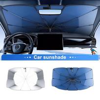 SEAMETAL Automobilio saulės skydelis priekiniam stiklui skėtis su 360° pasukama lanksčia rankena priekinio lango saulės skydelis UV apsauga vasaros automobilio priedai 140x78cm sidabras/mėlyna