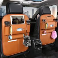 2024 Nauja automobilio sėdynės nugarėlės daiktų organizatoriaus krepšys Universalus PU odos daugiafunkcis daiktadėžė Kišenė daiktams laikyti tvarkingai Automobilio stilius One Size oranžinė