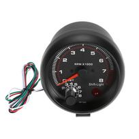 3.75  Automobilio Universalus Juodas Tachometras Baltas Su Pavarų Perjungimo Lempute 0-8000 RPM
