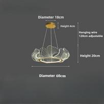 Svetainės sietyno apšvietimas Šiuolaikinis akrilo ginkmedžio pakabinamas šviestuvas LED sietynas valgomojo šviestuvui Diameter 60cm auksas