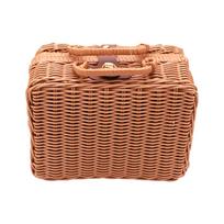 Vintage Handmade Imitation Rattan Woven Storage Case Makeup Travel Picnic Shop Luggage Basket