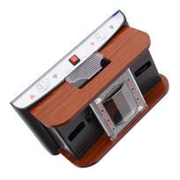 Wood Card Shuffler Automatic Battery Powered Playing Card Shuffler Machine for 2 Deck Poker