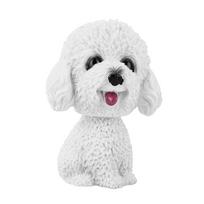 Simulation Shaking Head Dog Decor Bobble head Toy Car Interior Dashboard Ornament (White)
