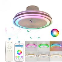 Lubų ventiliatorius Namų miegamasis Valgomasis LED lubų ventiliatoriaus lemputė Išmanusis RGB Bluetooth muzikos nematomas nuotolinio valdymo pultas Symphony ventiliatorius YWRGB + Bluetooth