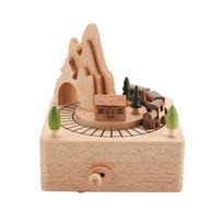 Medinė muzikinė dėžutė Gražūs mediniai muzikiniai amatai Gimtadienio Kalėdinės dovanos Namų dekoras beige