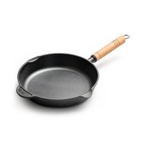 Multi-Functional Cast Iron Frying Pan with Wooden Handle Ideal for Gas and Induction Cooktops Perfect for Camping 20cm juoda