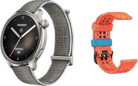 "Amazfit Balance" 46 mm išmanusis laikrodis pilkos spalvos + oficiali išmaniojo laikrodžio pakaitinė juosta oranžinė