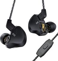 "CCZ Solo DC02 In Ear Monitor IEM HiFi Earbuds", 10 mm dvigubo dinaminio vairuotojo laidinės ausinės, laidinės ausinės, žaidimų ausinės, su OFC kabeliu dainininkams ir muzikantams (juodos spalvos, su mikrofonu)