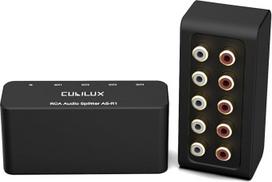 "Cubilux AS-R1 RCA Splitter Box", 4 kanalų stereofoninis RCA skirstytuvas, pasyvusis garso RCA skirstytuvas, pagamintas iš aliuminio lydinio (1 in 4 Out)