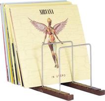 "Decibelvibe" vinilinių plokštelių laikymo ir patefono stovas Dabar grojantis ekranas su nerūdijančio plieno ir riešutmedžio masyvo aukščiausios kokybės dizainu Iki 75 plokštelių gyvenamajame kambaryje arba