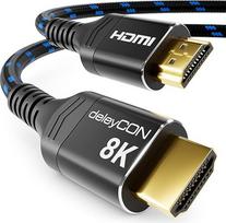 "deleyCON" 7,5 m 8K HDMI 2.1 kabelis (48G, itin didelės spartos) 8K @ 60Hz 4K @ 120Hz 2K @ 144Hz/165Hz EARC HDCP 2.3/2.2 - suderinamas su DTS:X Dynamic HDR Dolby Atmos TV PS5 Xbox Soundbar monitoriumi - juodas