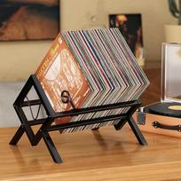 "EKNITEY" vinilinių plokštelių saugykla 80-100 LP plokštelių Metalinis LP plokštelių stovas, kurį lengva surinkti (juodas)