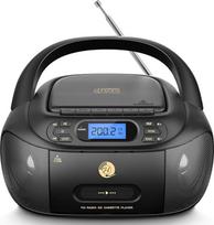"Hernido" CD grotuvas su kasetėmis, "CD Boombox" su "Bluetooth", FM radiju, įmontuotais stereofoniniais garsiakalbiais, įkraunamu CD / kasečių grotuvu, AUX įvestimi, USB atkūrimu, ausinių išvestimi