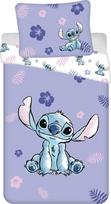 "Jerry Fabrics Lilo and Stitch" vaikiška dvipusė patalynė su gėlėmis Violetinė antklodės užvalkalas 140 x 200 cm, pagalvės užvalkalas 70 x 90 cm, 100 % medvilnė
