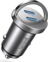 "Lamicall" 30 W cigarečių žiebtuvėlio USB C automobilinis įkroviklis - [2025 Super Mini All Metal] 24 V/12 V USB adapteris automobiliui su 2 x 30 W USB C greituoju įkrovikliu, PD ir QC3.0 automobiliniu įkrovikliu "iPhone 16/15/14 Samsung