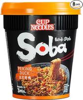 "Nissin Cup Noodles Soba Cup" - Pekino antis, 8 vnt., japoniško stiliaus Wok stiliaus greitieji makaronai su prieskonių padažu, antis ir daržovės, greitai paruošiami puodelyje, Azijos maistas (8 x 87 g)