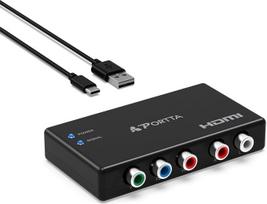 "PORTTA" komponentų ir HDMI keitiklis, 5 RCA YPbPr ir HDMI vaizdo keitiklis, Ypbpr ir HDMI adapteris, suderinamas su HDTV, monitoriumi, projektoriumi