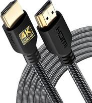 "PowerBear" 4K HDMI kabelis 6 m | 18Gb/s didelės spartos HDMI kabelis | Pintas nailonas ir auksinės jungtys | 4K @ 60Hz | Ultra HD 2K 1080P | ARC ir CL3 sertifikatas | Nešiojamiesiems kompiuteriams, monitoriams, PS5, PS4 ir kt.