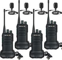 "Retevis RB629" radijo stotelės, tvirtos "Walkie Talkie" radijo stotelės, dažnių susiejimas vienu paspaudimu, VOX, pavojaus signalas, 1100 mAh, radijo stotelės su mikrofonu ir garsiakalbiu statybvietėje, rangovams (4 vnt., juodos spalvos)