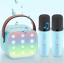 "Wowstar" nešiojamasis "Bluetooth" karaokės aparatas vaikams ir suaugusiesiems su balso keitimo efektais ir LED žibintais Berniukų mergaičių dovanos (mėlyna)