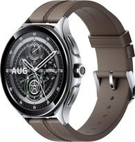 "Xiaomi Watch 2 Pro" - "Bluetooth®" sidabrinis korpusas su rudu odiniu dirželiu