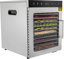 10 pakopų vaisių džiovintuvas, 800 W maisto džiovintuvas, skaitmeninis 24 valandų laikmatis, nerūdijančio plieno džiovintuvas su reguliuojama 30-90 °C temperatūra, elektrinis maisto džiovintuvas