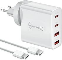 100 W USB C įkroviklis ir USB-C kabelis (1 m), greitasis įkroviklis, 4 prievadai, greitasis įkroviklis PD 3.0, daugkartinis, suderinamas su "iPhone 15", "Mac Pro/Air", "Ipad Pro", "Samsung", "Huawei", "Xiaomi", C tipo ir USB maitinimo šaltiniu