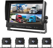 9 colių AHD atbulinės eigos kameros parkavimo sistemos rinkinys Integruotas DVR stebėjimo IPS monitorius + 4 kameros 4-PIN smūgiams atsparus 4 kanalų atskiras 720P HD įrašymas be šviesos Naktinis matymas 12V-24V sunkvežimių autobusams