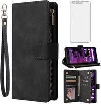 Asuwish Mobiliojo telefono dėklas "Cat S62/S62 Pro" dėklas su ekrano apsauga ir kortelės lizdu Sulankstomas odinis piniginės stovas S 62 62S Zip Apsauginis stiklas Apsauginis stiklas Ekrano apsauga Dėklai Apsauginis