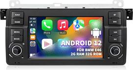 Automobilinis radijo imtuvas BMW E46 1999 2000 2001 2001 2002 2003 2004, Android 12 2G+32G radijo imtuvas su GPS navigacija CarPlay Android Car Bluetooth WLAN USB vairo valdymas, 7 colių jutiklinis ekranas