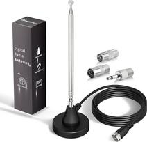 Bingfu FM radijo antena Skaitmeninė teleskopinė vidinė antena su magnetiniu pagrindu 3 m ilgio prailginimo laidas 75 omų DAB DAB+ FM radijo imtuvui Stereo AV HiFi imtuvui
